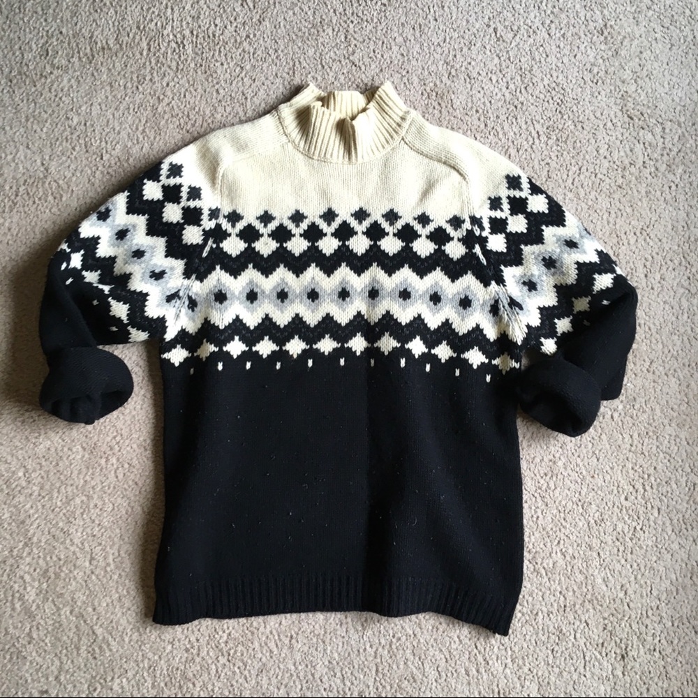 100% lambswool oversized sweater fair isle diamond